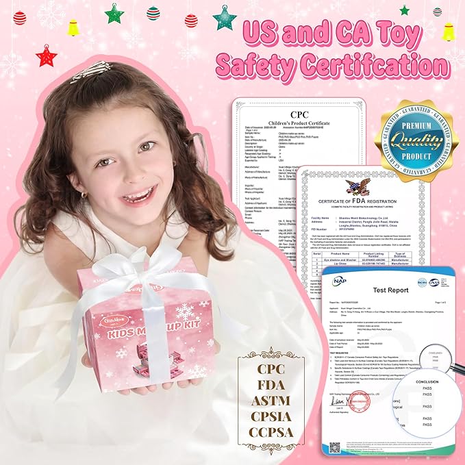 GirlsHome Kids Makeup Set for Girl 56 Pcs Washable Real Cosmetic, Non-Toxic Frozen Toys Toddler Makeup Kit, Frozen Princess Dress up Kit Christmas & Birthday Girl Gift for 3-12 (Frozen Pink)