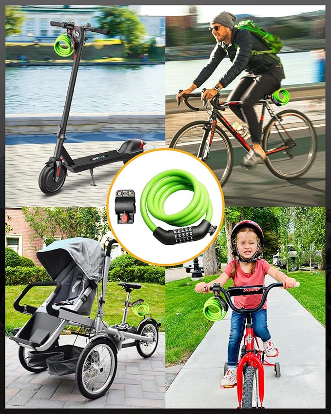 Bike Lock Cable with Combination,High Security 5-Digit Resettable Combination Bicycle Lock Anti-Theft, with Mounting Bracket for Bikes and Scooters