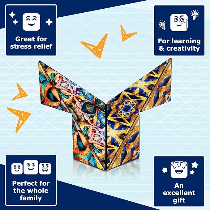 Shashibo Squared Shape Shifting Box – Next Generation XL STEM Magnetic Fidget Cube That Transforms Into Over 70 Shapes – Pairs w/All Shashibo Cubes - Download Fun in Motion Toys Mobile App (Atlantis)