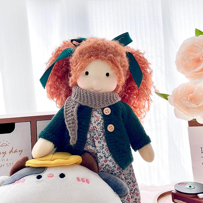 BlissfulPixie Handmade Waldorf Doll- Diana 12", Soft Girl Rag Doll with Cute Stuffed Plush, Ideal First for Babies & Toddlers