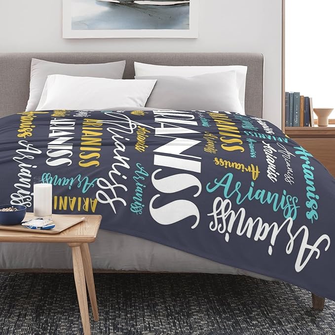 Name Blanket Personalized Blanket for Adult Kids Flannel Customize Throw Blanket Custom (Color 09, 50 x 60 Inches)