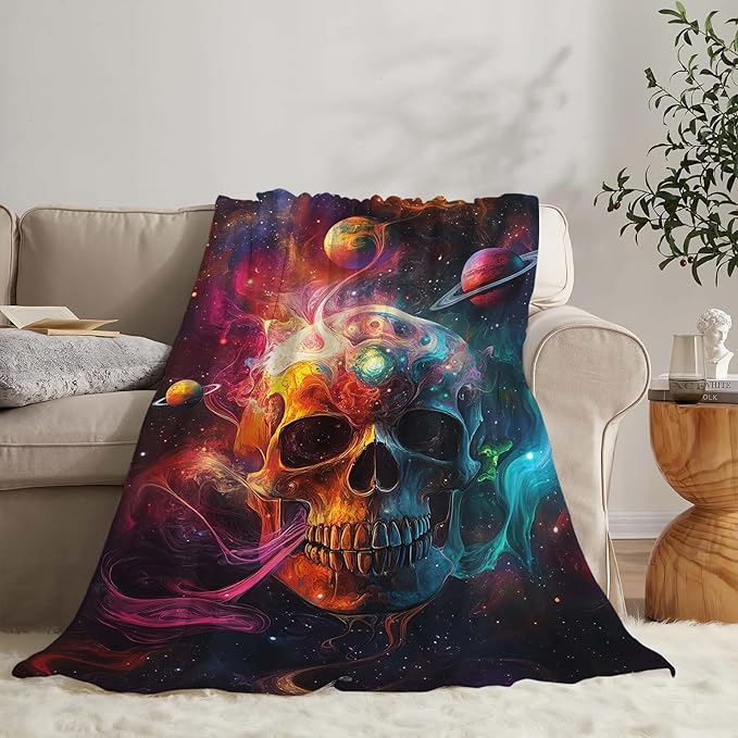 Skull Blanket Skeleton Throw Blanket Gifts for Women Girls Men Boys Kids Adults Super Soft Cozy Plush Fluffy Fuzzy Fleece Blanket Decor 40''X50''