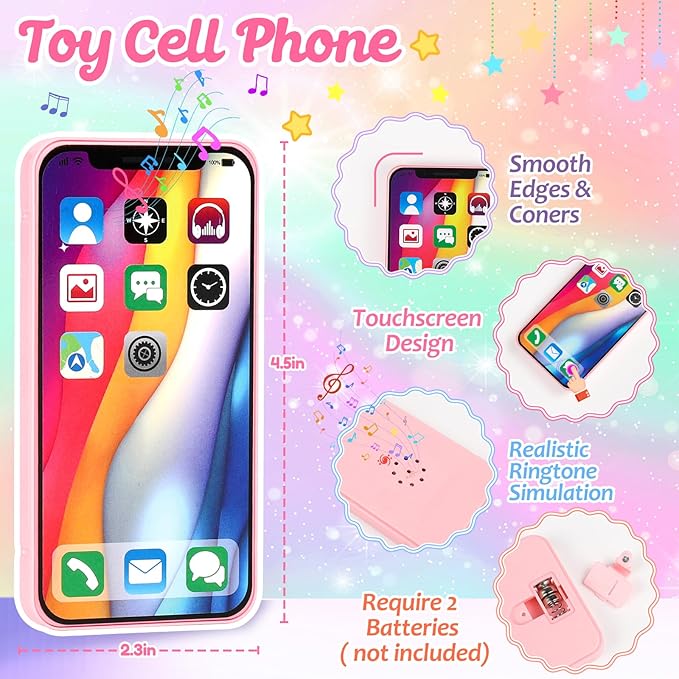 Play Purse for Little Girls, Toddler Travel Purse with Accessories, Pretend Play Toys Including Handbag, Camera, Phone, Wallet, Fake Makeup, Birthday Christmas Gifts for Girls Ages 3+