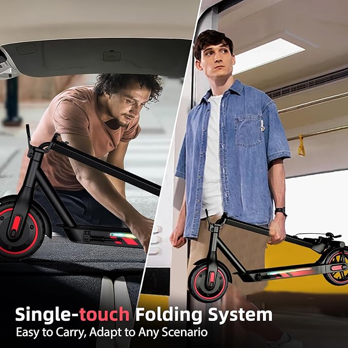 Electric Scooter Adults, 500/600W Motor, 28 MPH Top Speed,10" Vacuum Big Tires, Foldable E-Scooter with App Control & Disc Braking System for Smart APP Contro