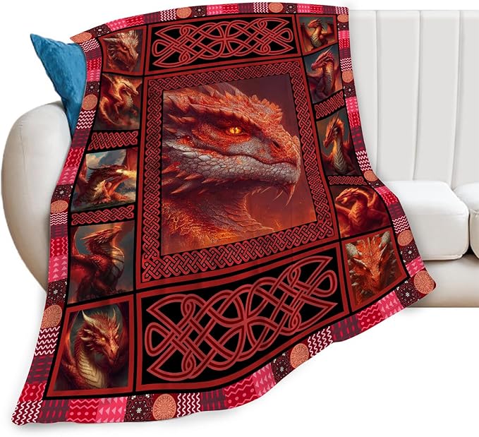 Dragon Throw Blanket Dragon Stuff Gifts for Kids Girls Boys Adults Women Men Soft Cozy Warm Plush Fluffy Fuzzy Fleece Blanket Decor 60''X80''
