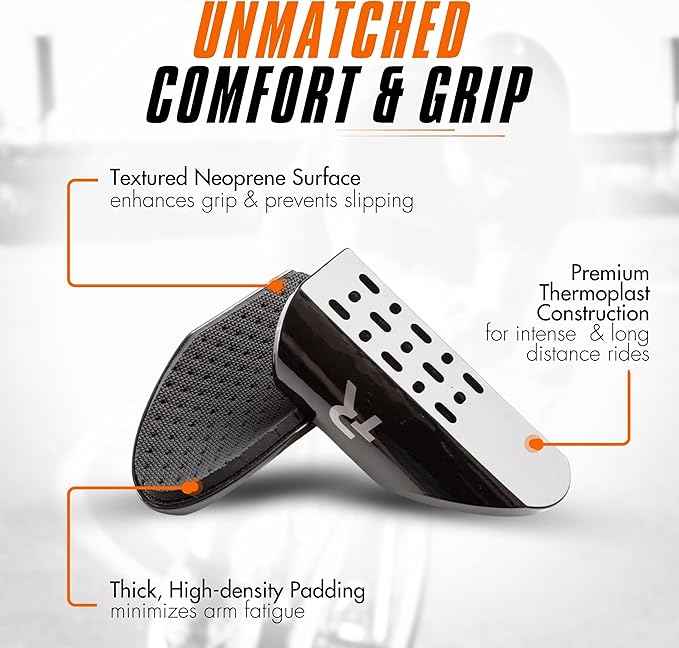 TRIRIG - Signature Open Back Arm Cups - Triathlon Bike Accessories - Aero Bar Pad Comfort with Textured Grips - Ergonomic Scoop Design for Cycling Upgrade, Lightweight Bicycle Grips and Adjustable Fit