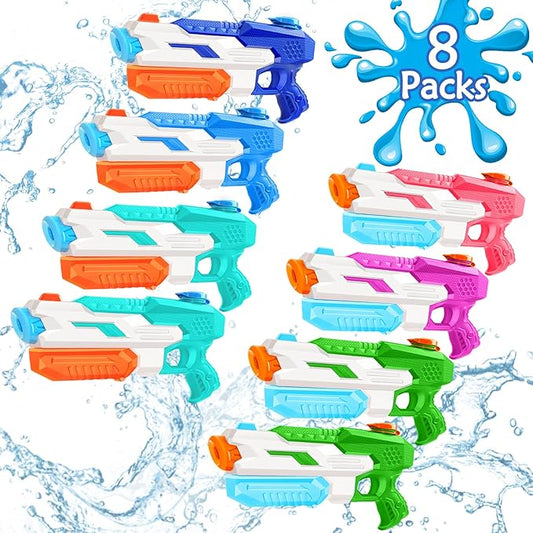 600cc Water Gun for Kids Adults：8 Pack Squirt Blasters Super Water Gun Soaker with Long Range High Capacity for Boys Girls Summer Swimming Pool Beach Outdoor Water Fighting Play Toys Party Favors