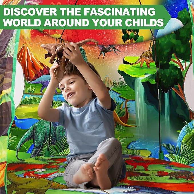 Dinosaur Kids Play Tent Boys Girls Indoor Outdoor Pop Up Tents Foldable Toddler Baby Playhouse Child Playroom Children's Pretend Party Toy Fort House Birthday Gift Camping Games Supplies