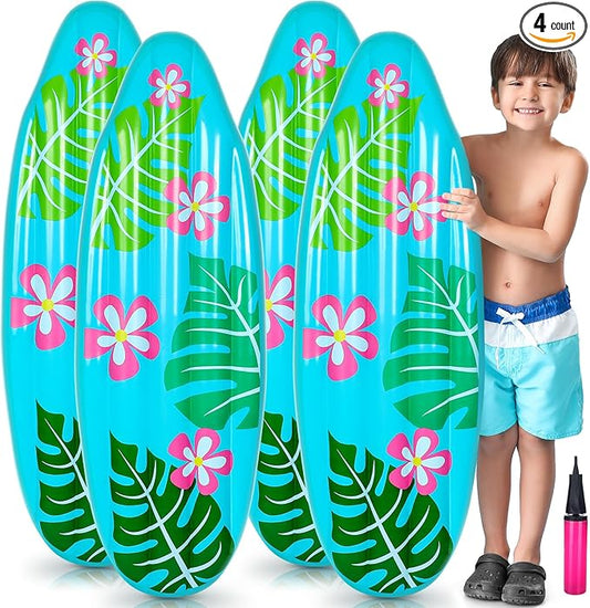 60 Inch Luau Inflatable Surfboard for Beach Inflatable Surf Board Luau Decoration Tropical Inflatable Pool Surfboard Float for Surf Hawaiian Theme Summer Sea Party
