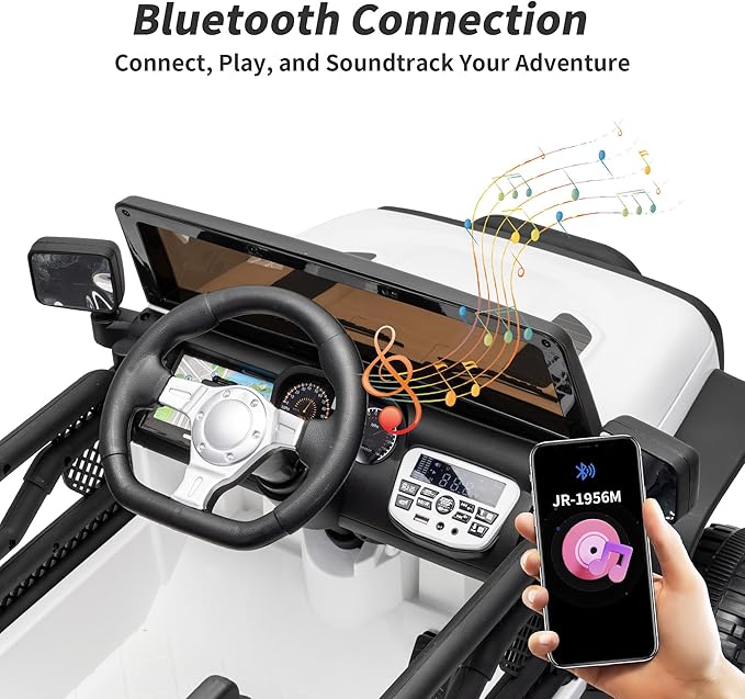 Kids Ride on Car Toy, 12V Electric Car for Kids with Remote Control, LED Light - White