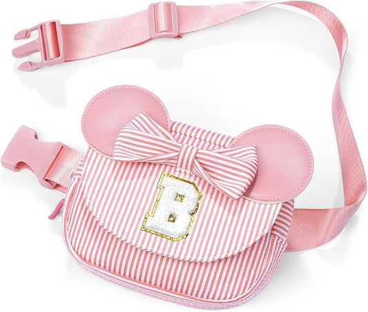 Daughter Gifts - Birthday Gifts for 3 4 5 6 7 8 9 10 11 12 13 Year Old Girls, Initial Fanny Pack Crossbody Bag Belt Bag Purse for Teen Girls Bean Pink B