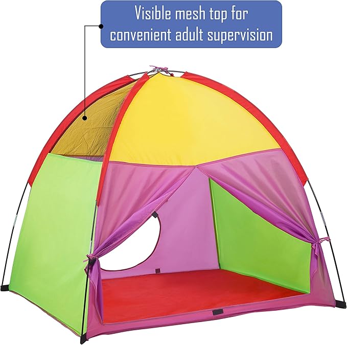 ATDAWN Kids Play Tent, Kids Pop Up Tent, Camping Playground, Indoor/Outdoor Children Playhouse for Boys and Girls, Rainbow Color