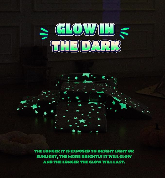 Foam Climbing Blocks with Ball Pit & Stairs for Toddlers Aged 1-3 -Soft Playset for Indoor Crawling, Foam Playground Set for Baby to Active Playing Inside -(Balls NOT Included),Stars