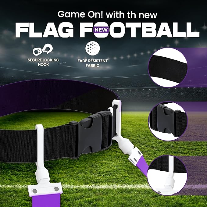 Gameday Flag Football Set – Kits for 2–14 Players w/Belts, Agility Cones & Carry Bag – Available in Multi Colors & Sizes