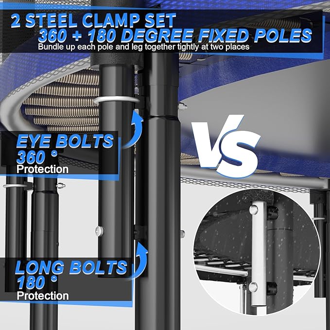 14FT 12FT 10FT 16FT Trampoline with Safety Enclosure, Anti-Rust Coating – ASTM Certified, Heavy-Duty Outdoor Trampoline with Ladder – for Kids & Adults