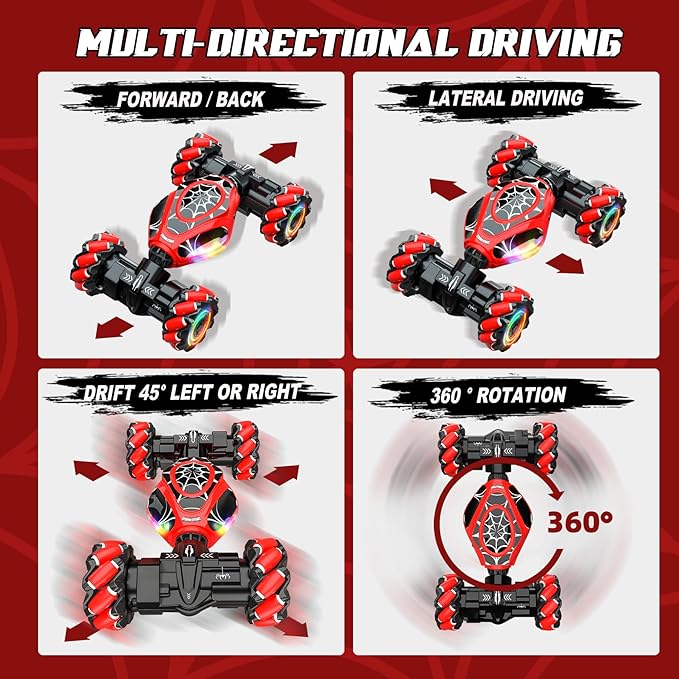 Spider Remote Control Car Gesture Sensing Hand Controlled Stunt Car, 4WD Drift Twist Off-Road Vehicle with Light Music, Birthday Xmas Gifts Suitable for Boys and Girls