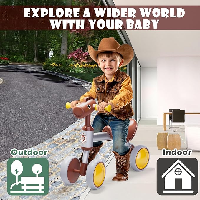 Baby Balance Bike for 1-2 Year Old Boy Girl, Balance Bike for 12-24 Months 4 Wheels Toddler Balance Bike, Baby Bike 1+ Years Toy First Birthday Gifts