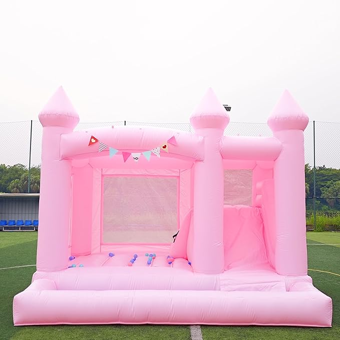 13FTx13FT Large Pink Inflatable Bounce House 100% PVC Bounce House for Big Kids Pink Jumper Bouncy Castle Kids and Adult Wedding Decorations for Outdoor Birthday Party（Including 1500W Blower）
