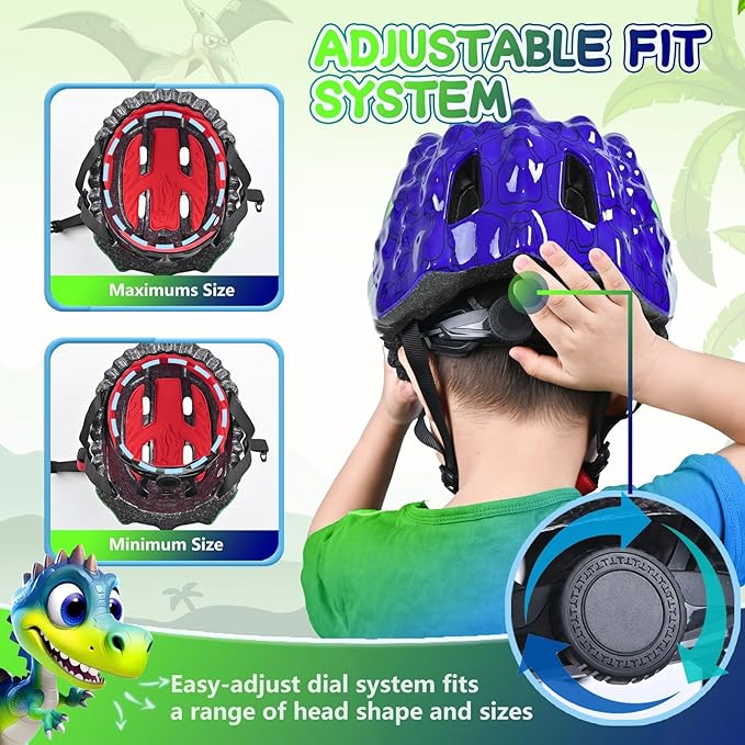 Toddler/Kids Bike Helmet Set for Boys Girls 3D Adjustable Kids Helmet Protective Gear Set Knee Elbow Wrist Pads and Multi-Sports Skateboard Scooter Cycling Roller Balance Bike