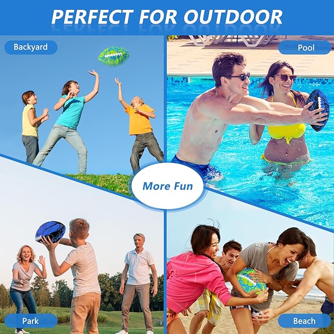 Jasonwell Pool Beach Water Football - 2 Pack Waterproof Football Strong Grip Fun Pool Toys Games for Swimming Pools Beach Lake Park Backyard Outdoor Play for Kids Children Teens Adults Family
