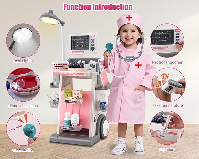 STEM Doctor Playset Doctor Kit for Toddlers 3-5 with Sound and Light Effects, Edical, Doctor Kit for Kids - Gifts of Educational Toys to Stimulate Children's Imagination