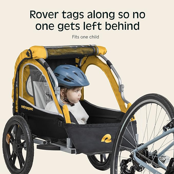 Single & Double Passenger Children’s Foldable/Collapsible Tow Behind Bike Trailer with 16" Wheels, Safety Reflectors & Rear Storage Compartment