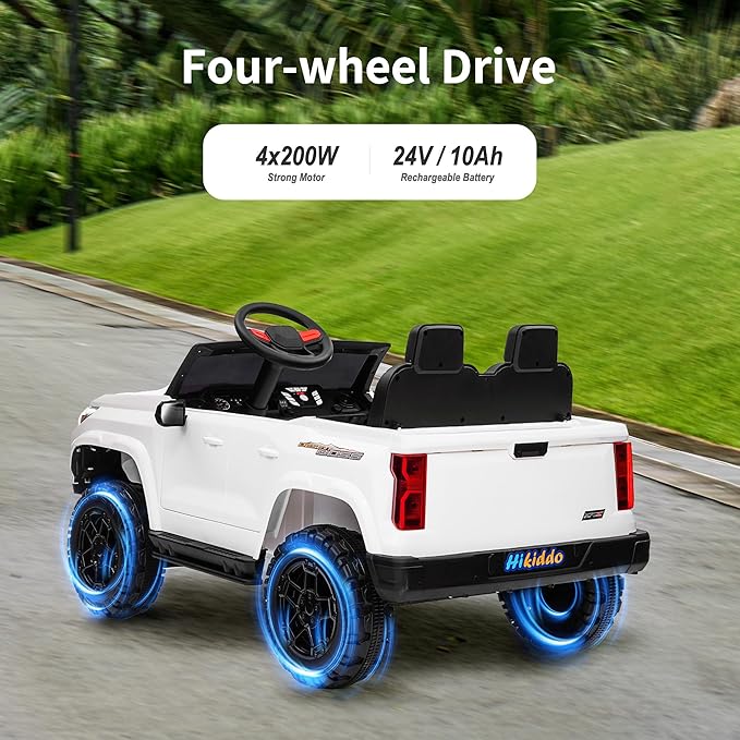 24V 10Ah Ride on Toy for Big Kids, 4WD 2 Seater Electric SUV Kids Car to Drive with Remote Control, 4x200W Motors - White