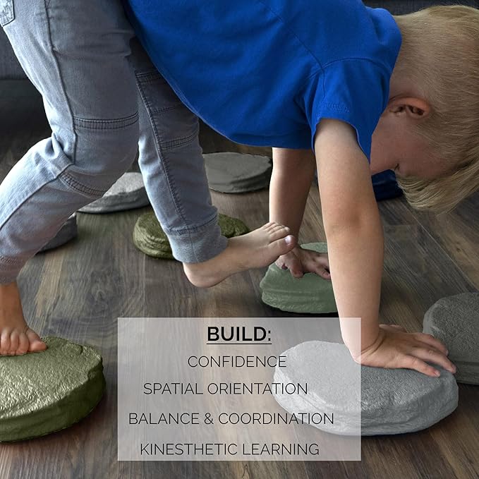 JumpOff Jo - Rocksteady - Balance & Coordination Enhancing Blocks and Stepping Foam Stones, Sensory Toys for Kids - Indoor and Outdoor Obstacle Course