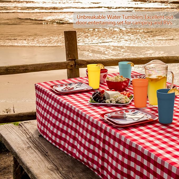 Homestockplus 【Set of 8】 20 Oz Tumbler Cups,Unbreakable Drinking Cups Microwave and Dishwasher Safe BPA Free E-Co Friendly Reusable Cup For Smoothies,Water