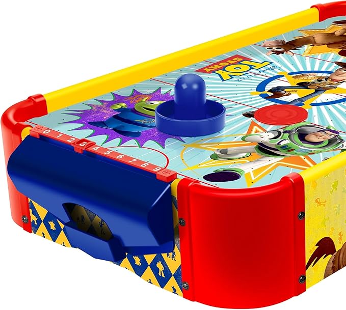 World Tech Toys Toy Story Air Hockey Table for Kids - Buzz & Woody Tabletop Game with Puck, Pushers & Air Flow System - Disney Pixar Licensed - Kids 4+