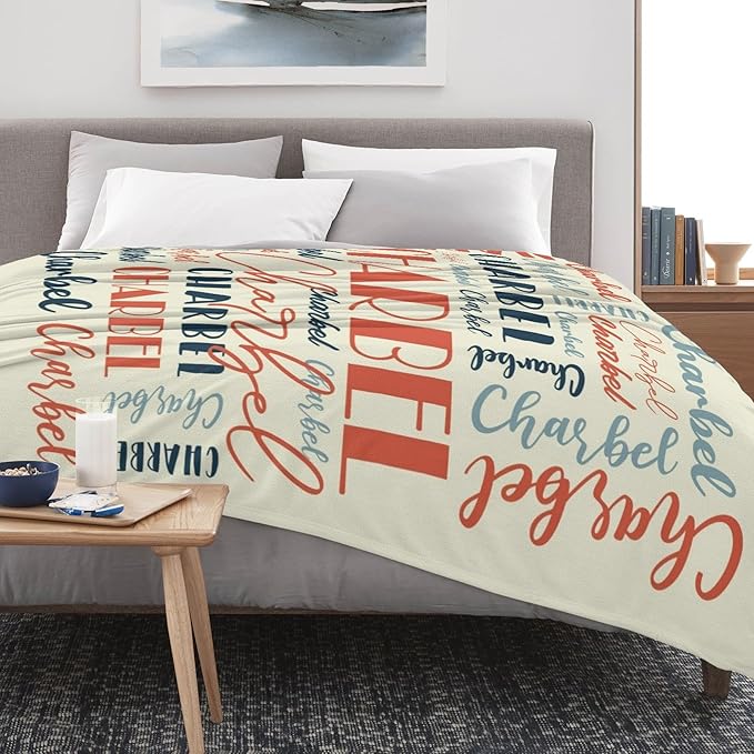 Name Blanket Personalized Blanket for Adult Kids Flannel Customize Throw Blanket Custom (Color 08, 50 x 60 Inches)