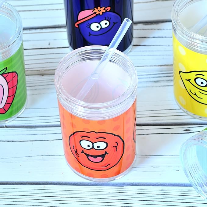 Youngever Kids Tritan Cup with Straws, Reusable 14 Ounce Toddler Cup with Lid and Straw, Unbreakable Kids Tritan Tumbler with Straw (Orange)