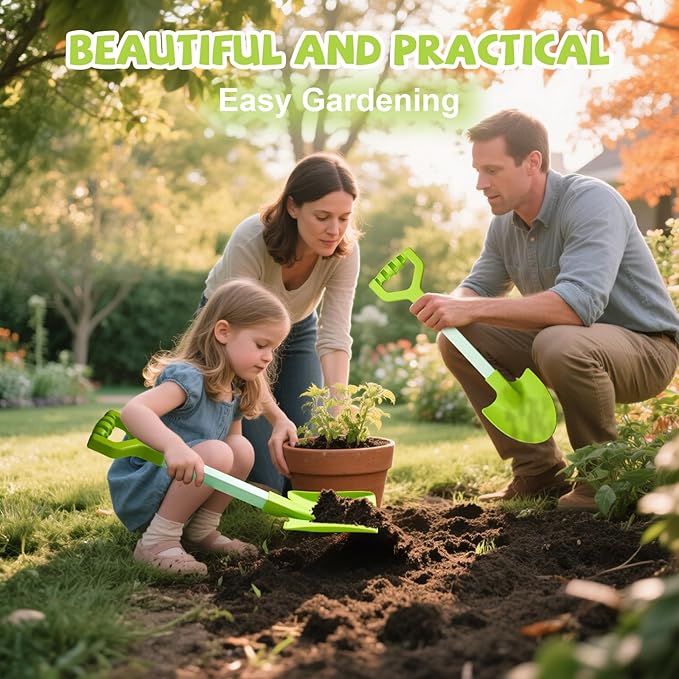 20” Long Sand Beach Shovels for Kids Heavy Duty Plastic Summer Sand Scoops Spades Toy Sandbox Garden Snow Digging Play Gift Set Party Bundle 2 Pack Green