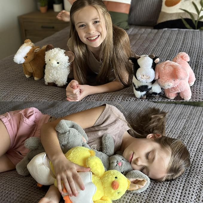 MaoGoLan 6 Pack Stuffed Farm Animals Bulk Plush Horse Cow Sheep Pig Chicken Bunny Farm Animal Toys Set for Kids Party Favors Decorations Christmas Valentine's Day Easter Birthday Gifts