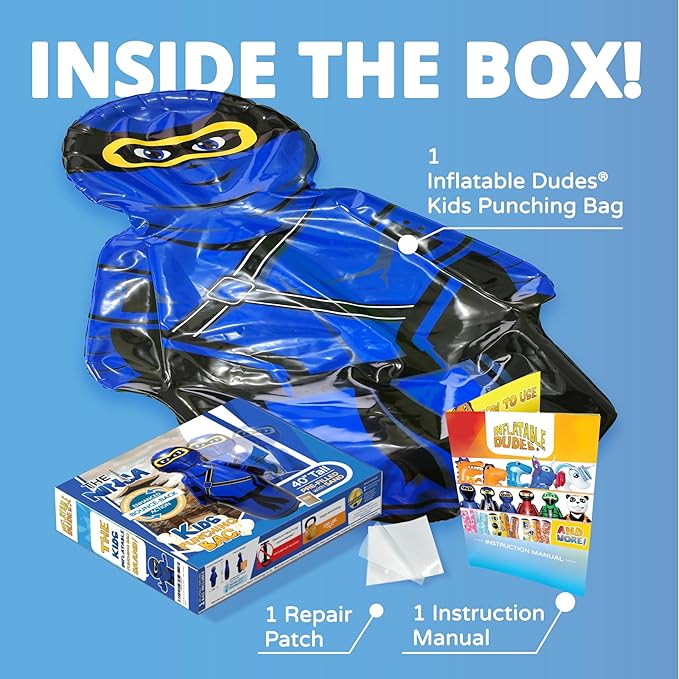 INFLATABLE DUDES Ninja Toy 40 Inches -Kids Punching Bag | Already Filled with Sand| Bop Bag | Inflatable Bopper | Boxing | Ninja Birthday Party | Punching Bag for Kids- (Little Dudes Nobi)