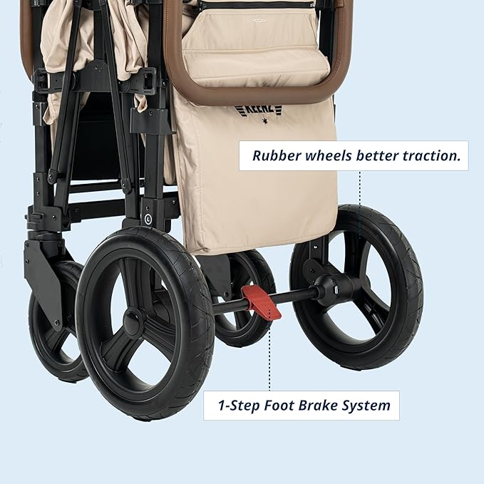 Keenz XC EVO - Luxury Comfort Stroller Wagon | Foldable 2 Passenger with Adjustable Canopy | Mocha