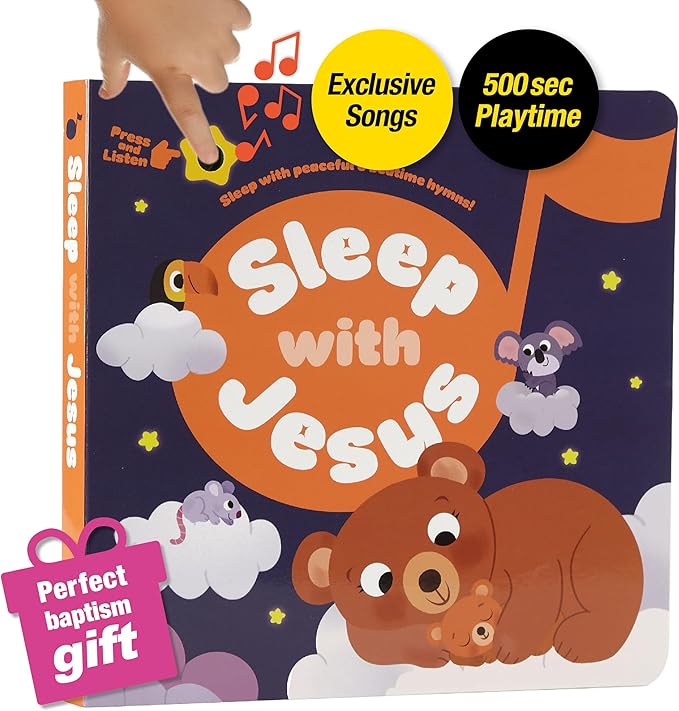 Sleep with Jesus – Bedtime Books for Toddlers, Lullabies for Babies, 4 Hymn Melodies and 2 Prayer Songs, Christmas Toys for Toddlers, Christian Music for 18m+