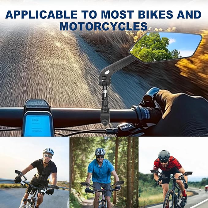 Pair Of Bike Mirrors, Bike Mirrors For Handlebars, 360-Degree Rotating Rear View Glass Lens, Safe Riding Mirrors, Scratch-Resistant Glass Lens, Universal Fitting Accessories
