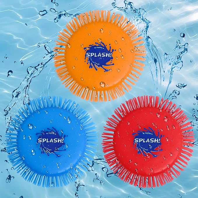 3Pcs Splash Water Flying Discs, Kids Water Splash Toy, Beach Flying Disc Pool Toy, Soft Water Game Disc Outdoor Summer Beach Toys and Swimming Pool Toys for Kids and Adults