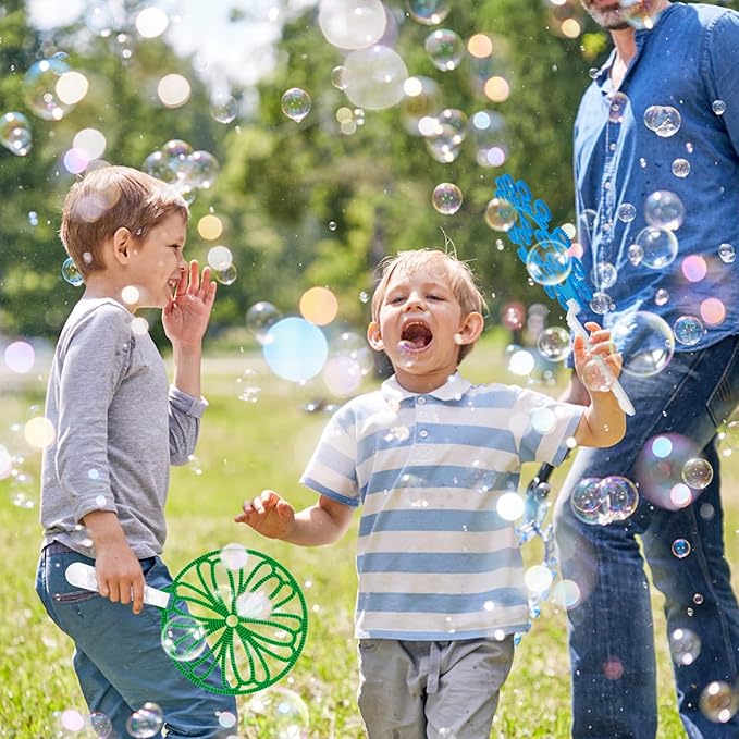 Roberly 25 PCS Big Bubble Wands Set with Tray Solution, Giant Bubbles Wands Toys for Kids Adults Summer Outdoor Activities Birthday Gifts Party Favors