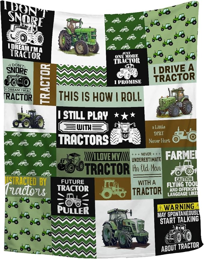 Tractor Blanket Farm Harvester Blankets,Tractor Throw Blanket Gifts for Girls Boys,Ultral Soft Warm Lightweight Car Blanket for Boys Room Decor Bed Sofa,60"x80"for Adults