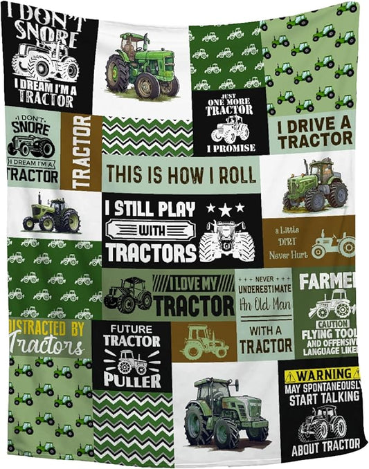 Tractor Blanket Farm Harvester Blankets,Tractor Throw Blanket Gifts for Girls Boys,Ultral Soft Warm Lightweight Car Blanket for Boys Room Decor Bed Sofa,40"x50"for Kids/Child