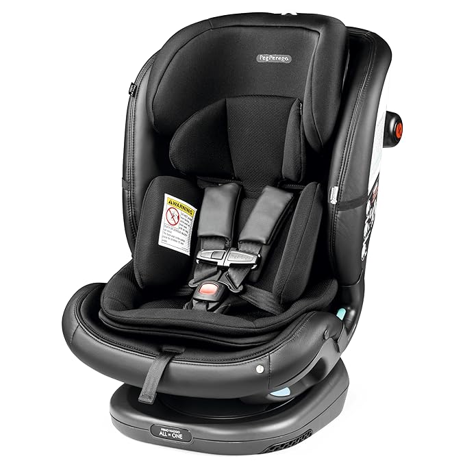 Peg Perego Primo Viaggio All-in-One Convertible Car Seat – Newborn to 10+ Years – 5-120 lbs – Height Adjustable & Slim, 100% FR-Free, Made in Italy, Licorice (Black)