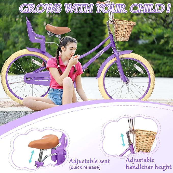 XJD Girls Bike for Toddlers and Kids Ages 2-12 Years Old,12 14 16 Inch Kids Bike with Training Wheels & Basket
