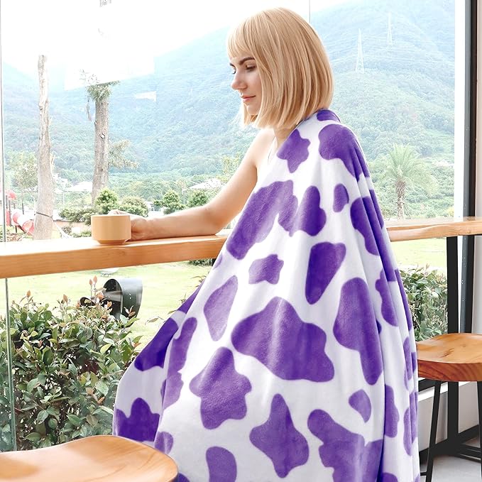 Purple Fleece Blanket Twin Size Lightweight Fuzzy Soft Throw 60x80 Inch Lavender Twin Blanket for Couch Bed Sofa Camping Traveling