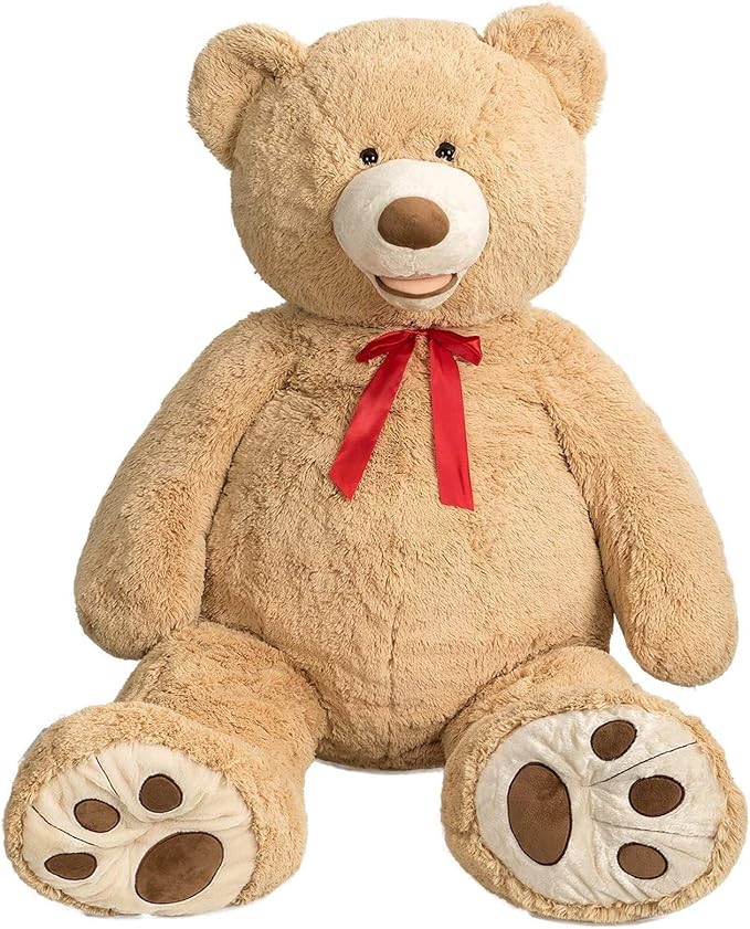 HollyHOME 5ft Giant Teddy Bear Stuffed Animal Huge Teddy Bear Plush with Big Footprints Valentines Gift 5 Feet Light Brown