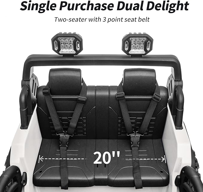 2 Seater Ride on Car Toy, 24V 4WD Electric Car for Kids 4-8 with Remote Control, 4x200W Motors, Capacity 150 lb - White