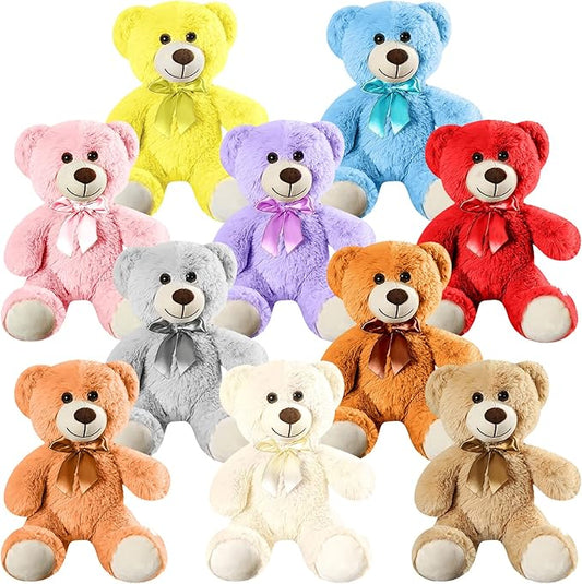 Skylety 10 Pcs Bears Bulk Stuffed Animal Plush Toys 10-14 Inches Birthday Party Favors(Cute Colors)