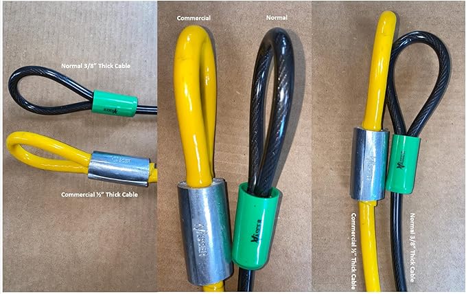 20FT (1/2") Commercial Security Cable with Loops - Galvanized Braided Steel Security Cable to Secure High Value Equipment - PVC-Coated Anti Theft Locking Cable for Trailers, Mowers and E-Bikes