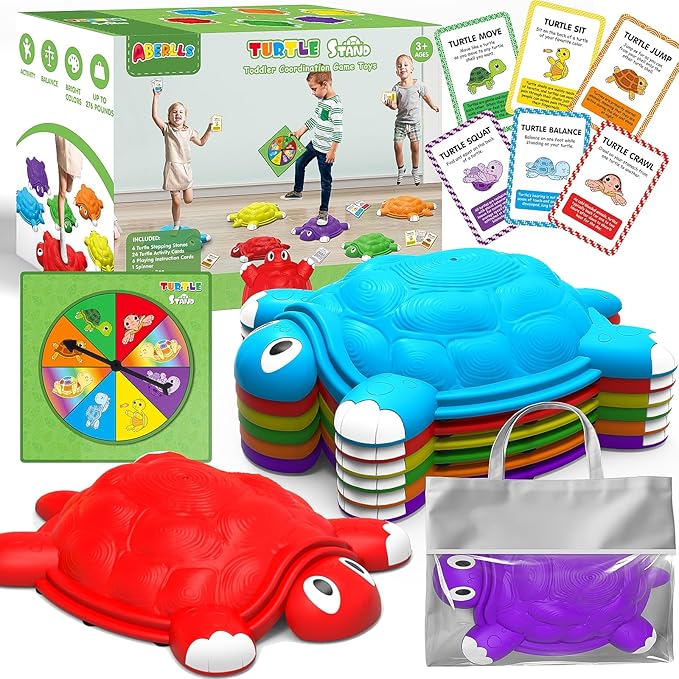 ABERLLS Stepping Stones for Kids 3 4 5 6 7 Year Old, Toddlers Turtle Balance Climbing Toys, Outdoor Indoor Sensory Play, Obstacle Course Coordination Game